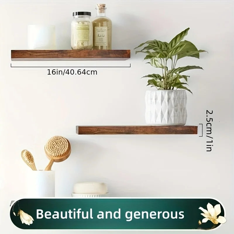 Contemporary Wall Mounted Wooden Shelf For Living Room Decor