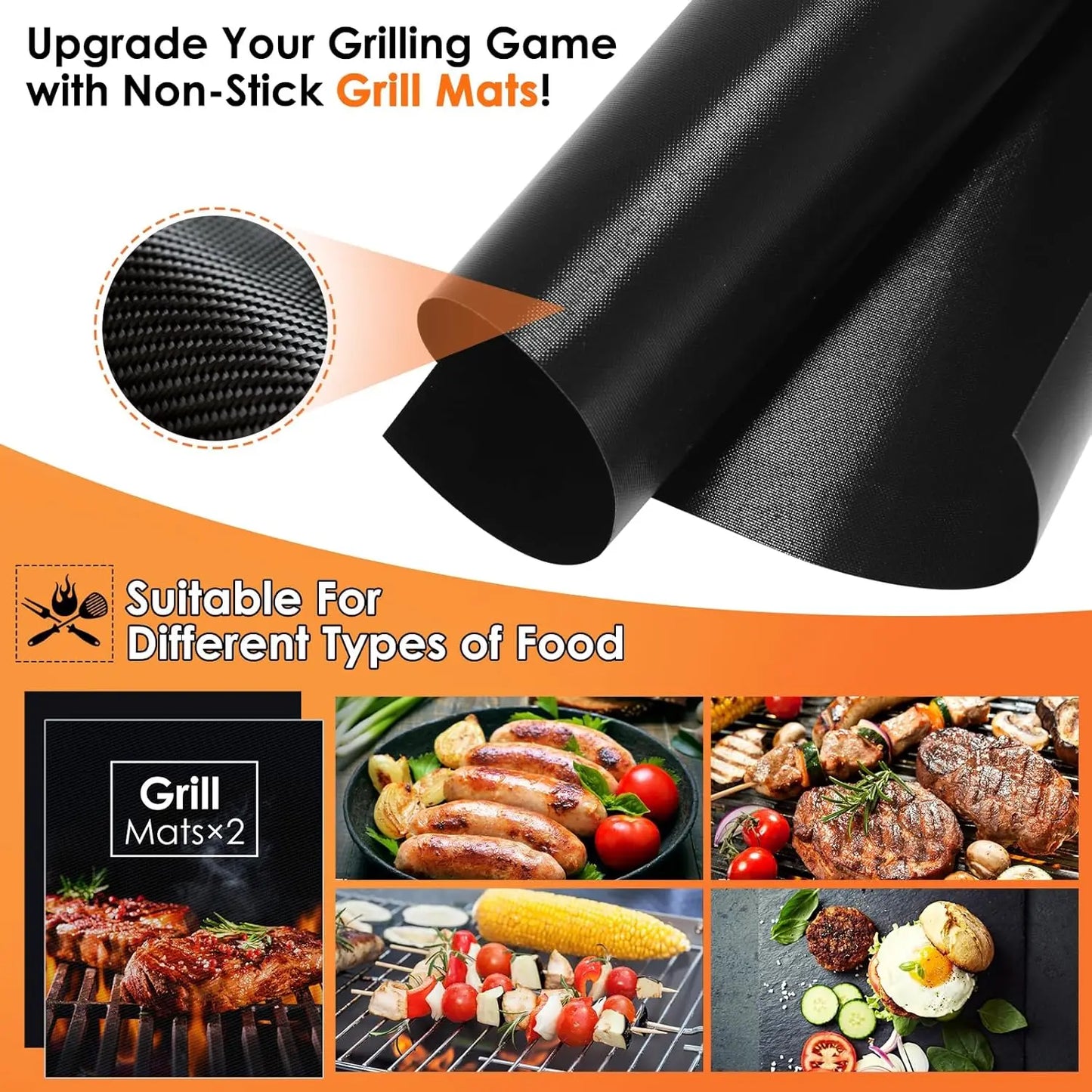 34 Piece Heavy Duty Stainless Steel Grill Tools Set With Mat And Glove