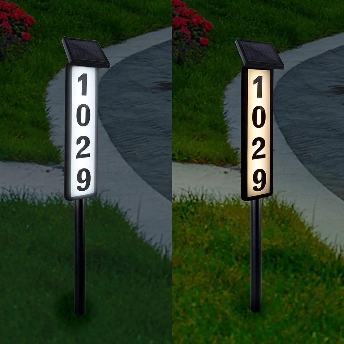 Solar Powered Ground Address Sign Lights For Outdoor Home Decor