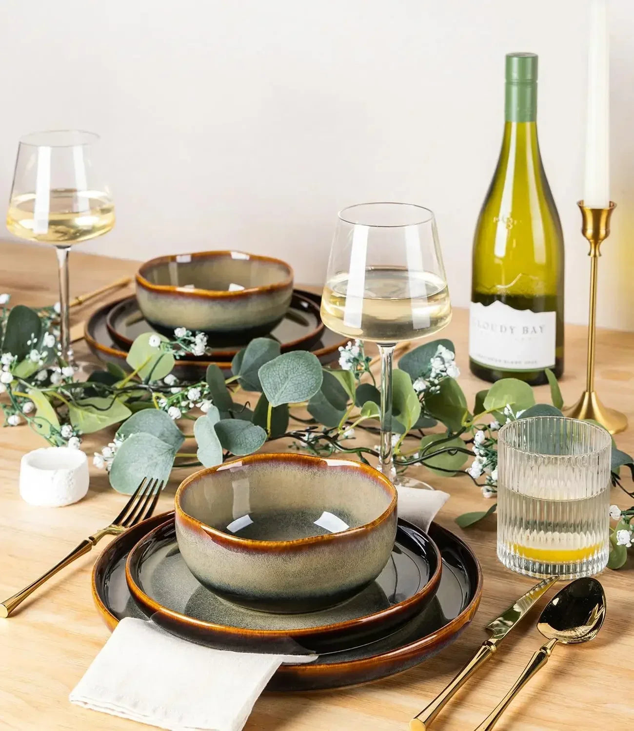 Porcelain Dinnerware Set For 4 12 Piece Plates And Bowls Scratch Resistant
