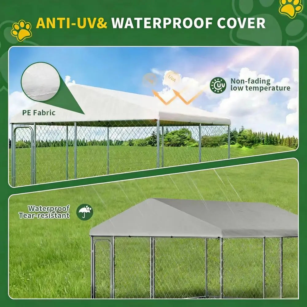Heavy Duty Outdoor Dog Kennel With UV Roof And Double Locks