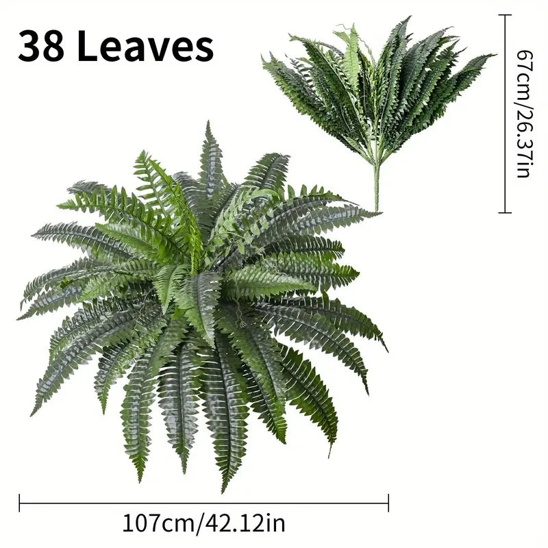 Artificial Boston Fern Plant For Outdoor Decor UV Resistant Greenery
