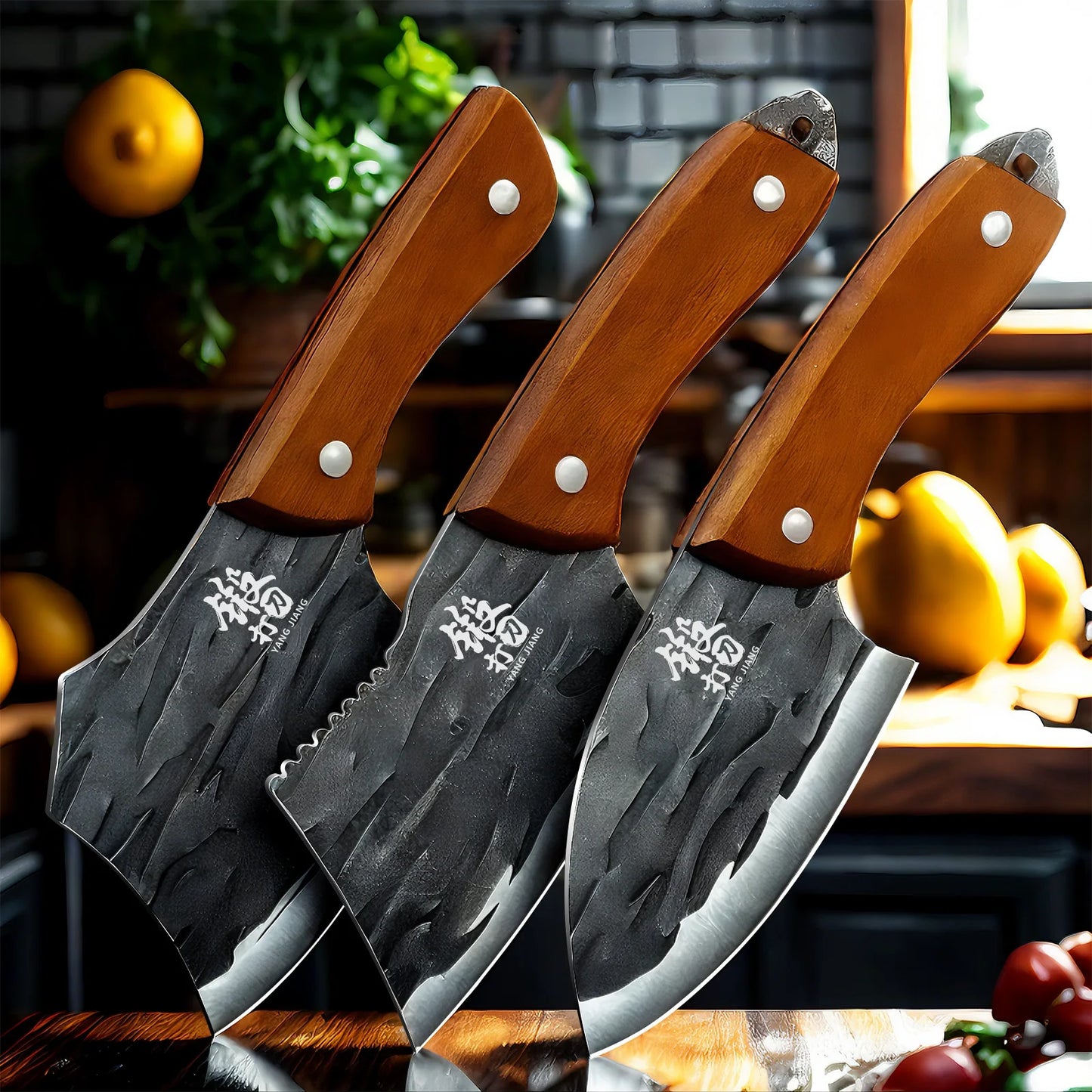 Feature 3 Piece Kitchen Knife Set Serrated Utility Knives Stainless Steel