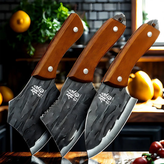 Feature 3 Piece Kitchen Knife Set Serrated Utility Knives Stainless Steel