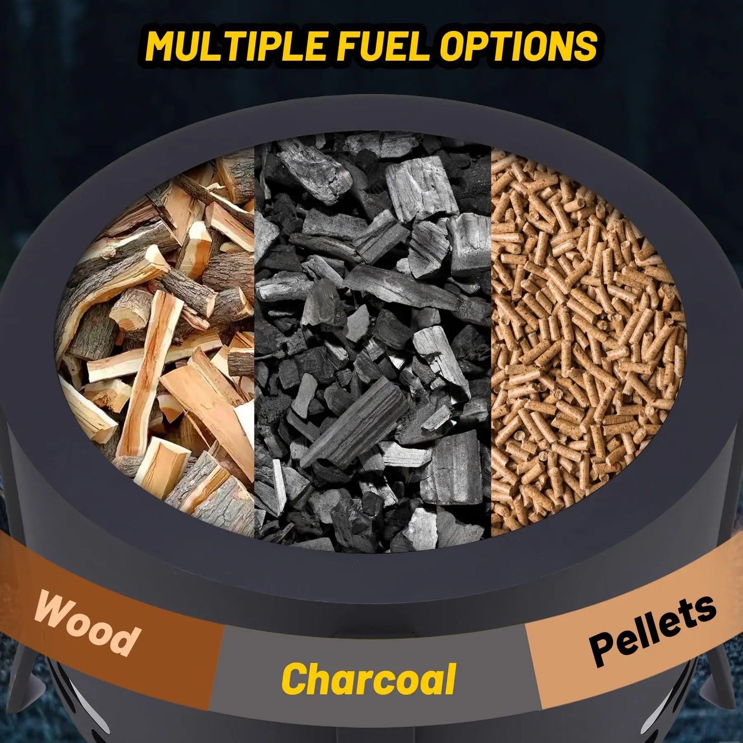 HiMISS Smokeless Fire Pit With Poker Portable Outdoor Bonfire