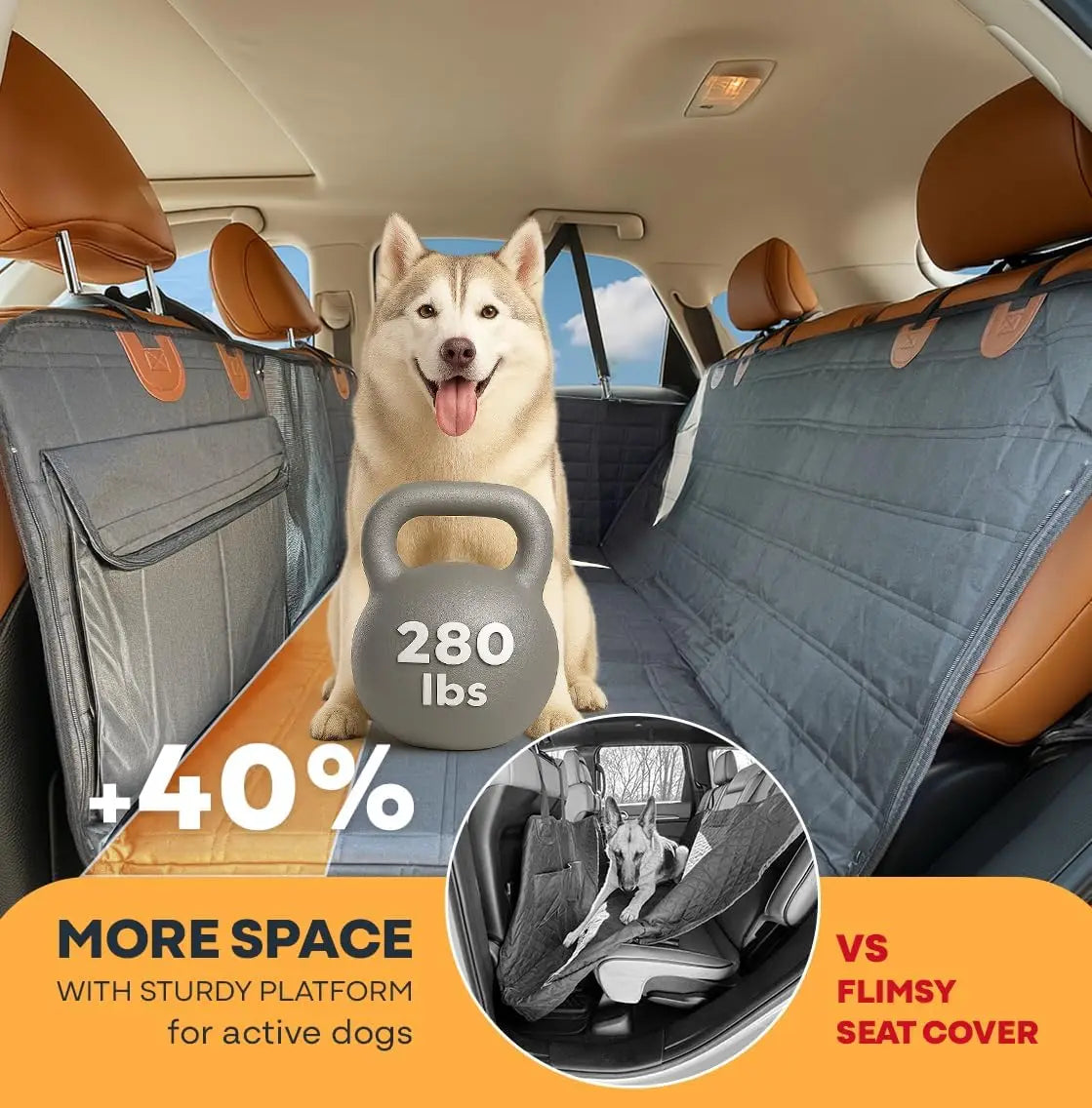 Waterproof Dog Car Seat Cover With Mesh Window And Storage