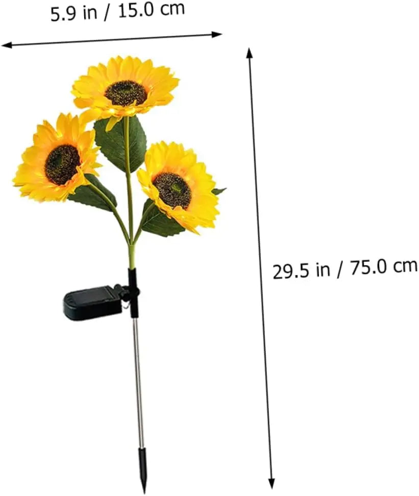 Solar Sunflower Garden Stake Lights 3-Head Waterproof Outdoor LED