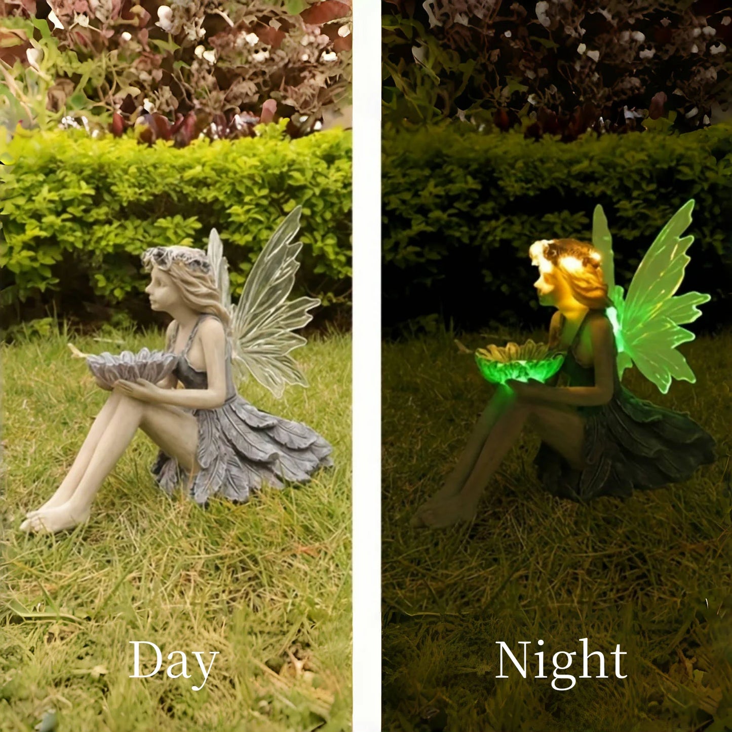 Solar Fairy Garden Statue Light for Outdoor Decoration Resin Flower