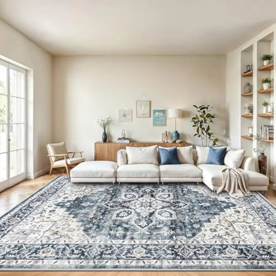 AMADA HOMEFURNISHING Washable Area Rug With Low Profile Non Slip Backing