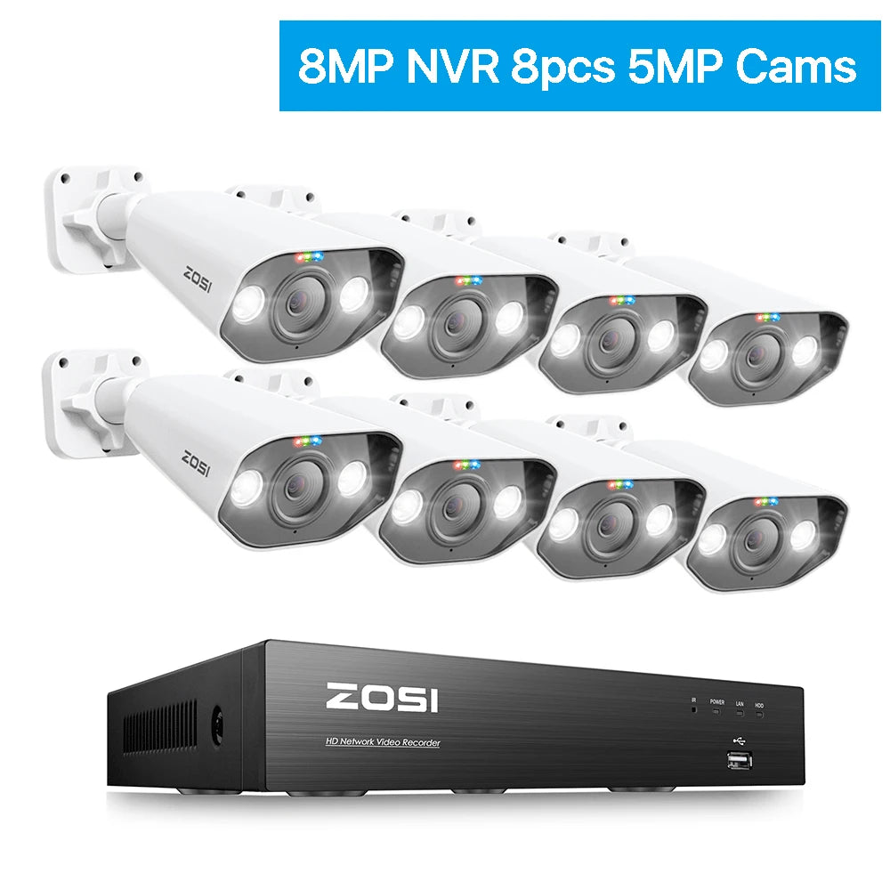 ZOSI 8CH POE Video Surveillance Kit 4K AI Night Vision