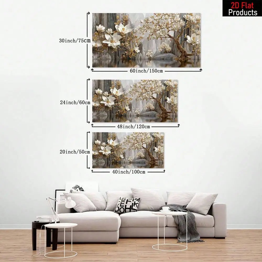 XMSJ Magnolia Tree Canvas Wall Art Landscape Print
