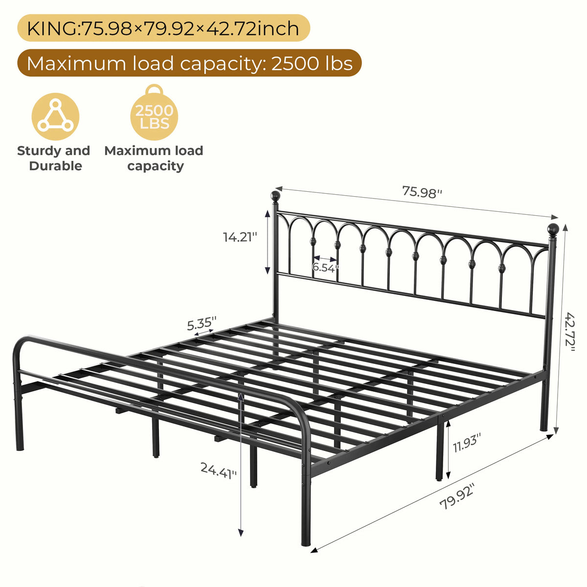 JHK Heavy Duty Metal Platform Bed Frame For Easy Setup