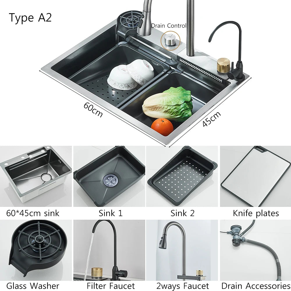 MYQualife Stainless Steel Undermount Kitchen Sink Four Holes With Drain