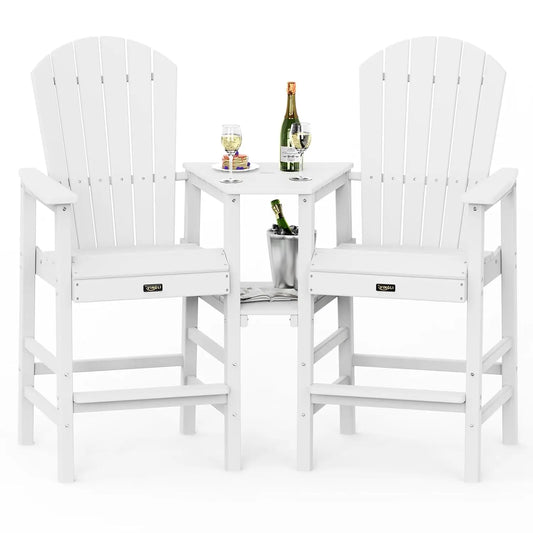 Tall Adirondack Chairs Set of 2 With Dual Trays Outdoor