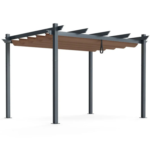 NONECN Outdoor Aluminum Retractable Pergola Canopy Shelter Grape Trellis