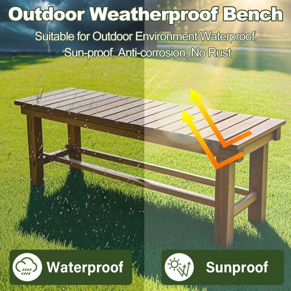 Outdoor Garden Wood Bench Weatherproof Patio Seating For Two