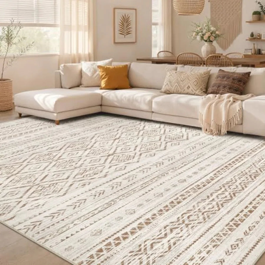 Boho Kilim Style Area Rug Polyester Machine Washable