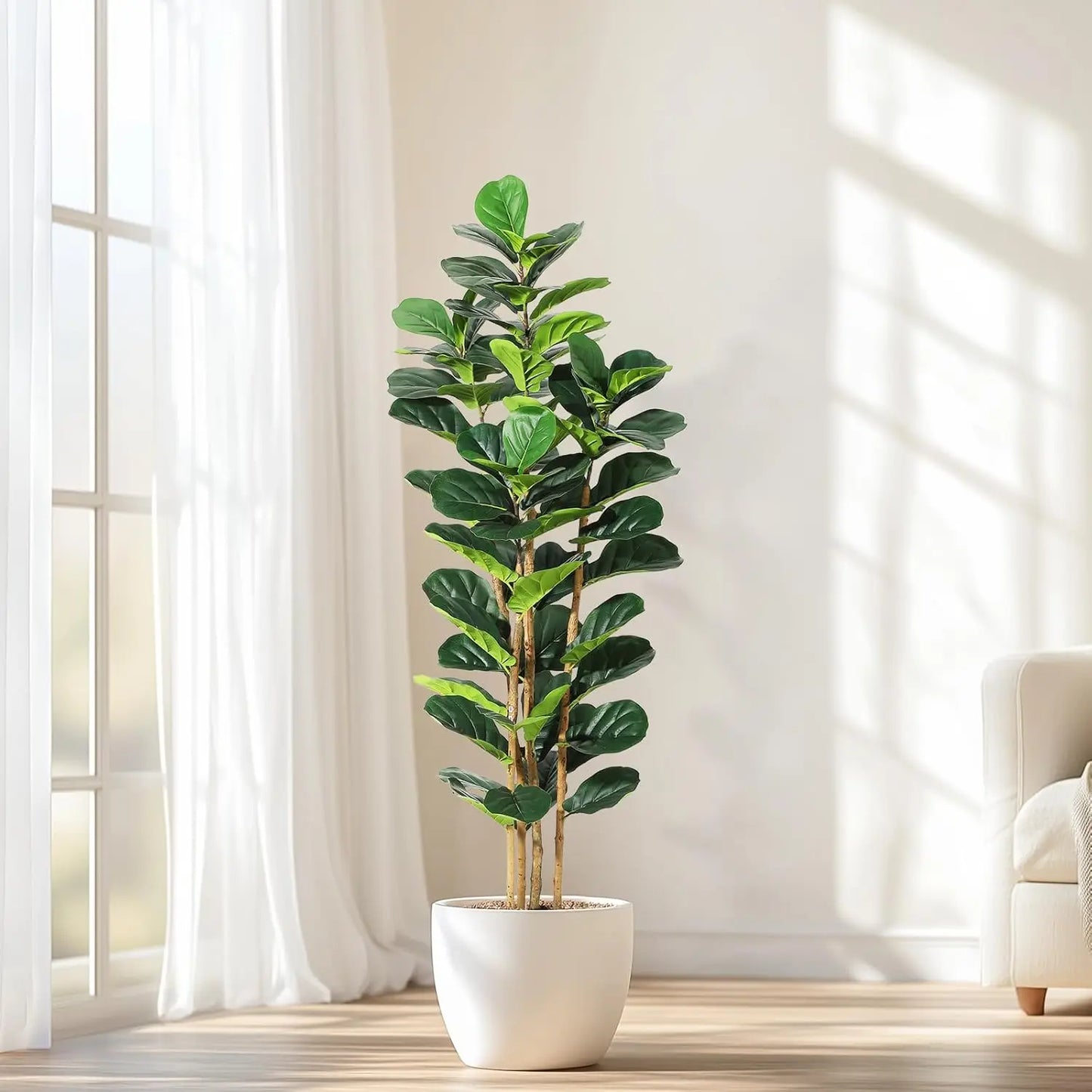 HiMISSCN Artificial Fiddle Leaf Fig Tree With Pot For Home Decor