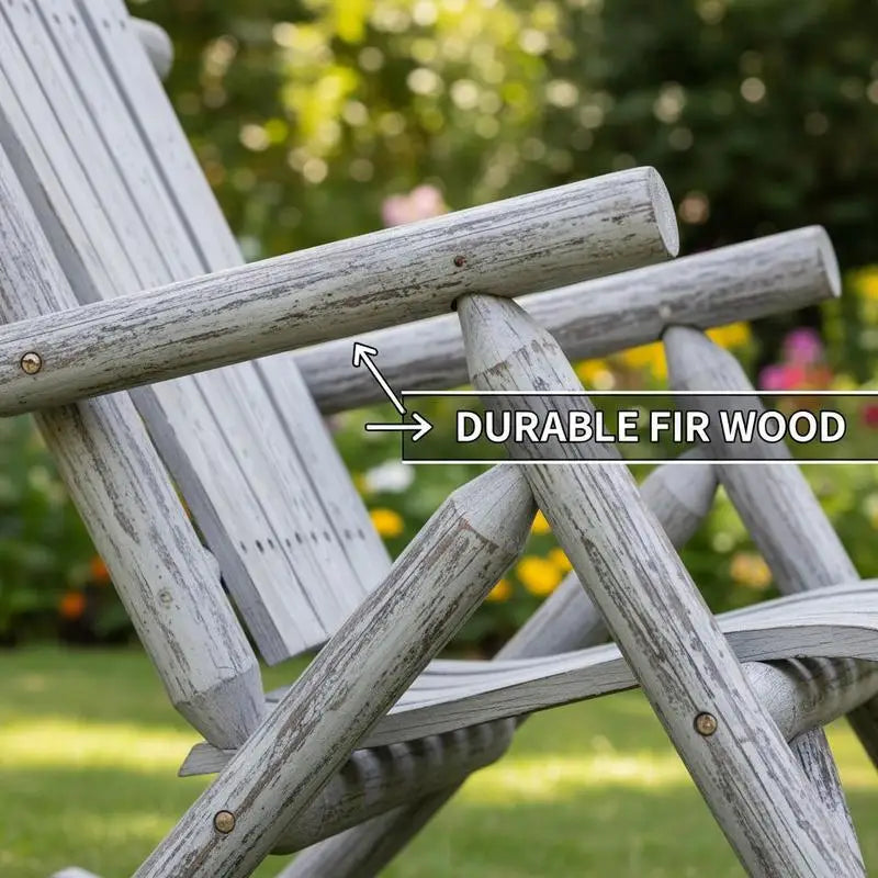 Log Rocking Armchair For Garden Porch Backyard High Back Ergonomic