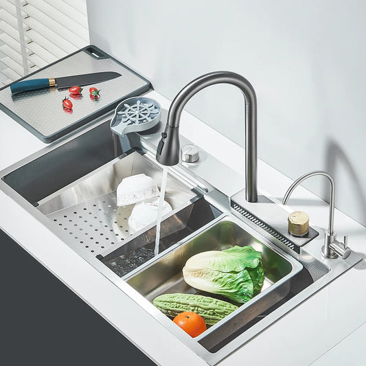 MYQualife Stainless Steel Undermount Kitchen Sink Four Holes With Drain