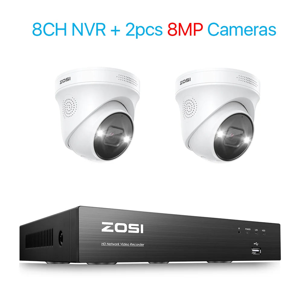 ZOSI 8 Channel 4K PoE Video Surveillance System With AI Face Detection