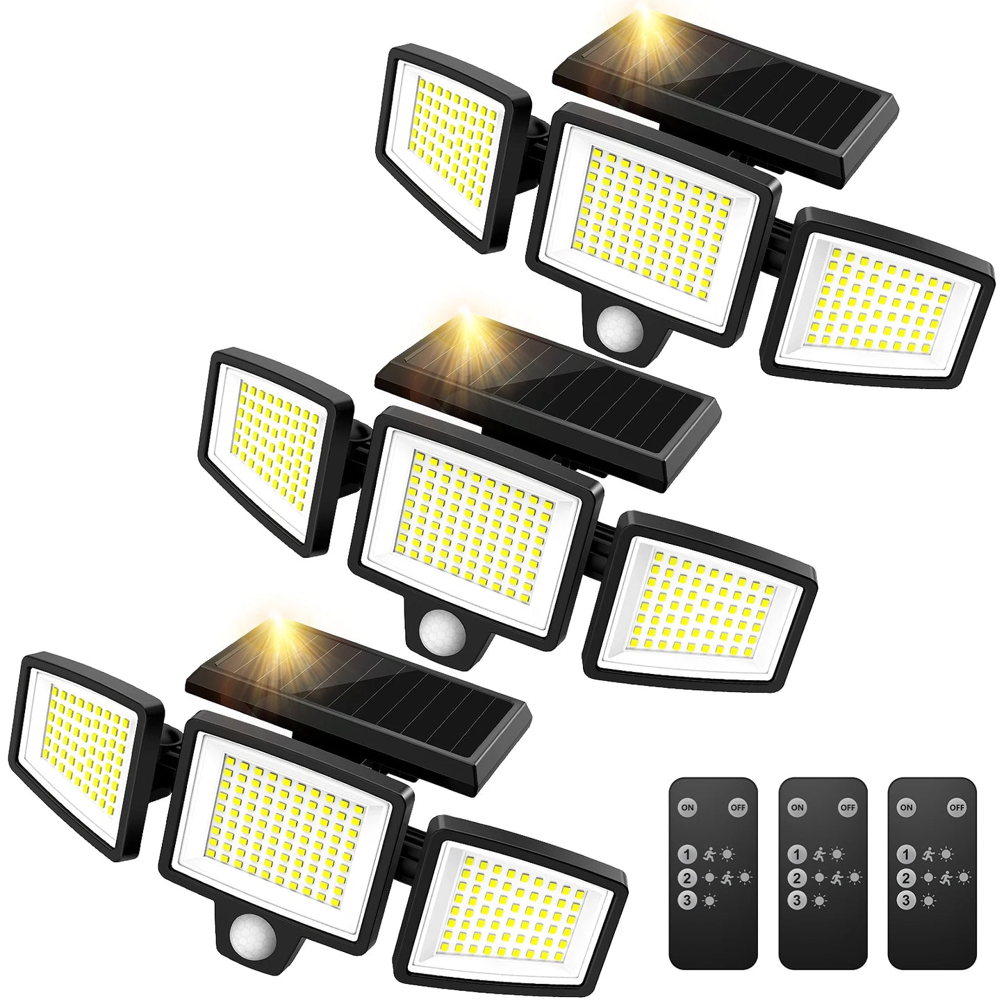 SZRSTH 3-Head Solar Motion Sensor Security Light With Wireless Remote