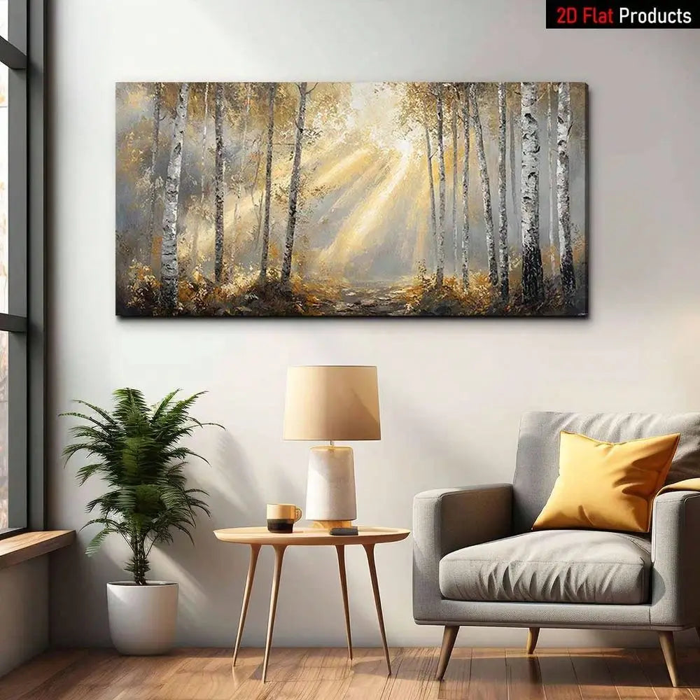 XMSJ Autumn Forest Sunlight Impressionist Canvas Wall Art Poster
