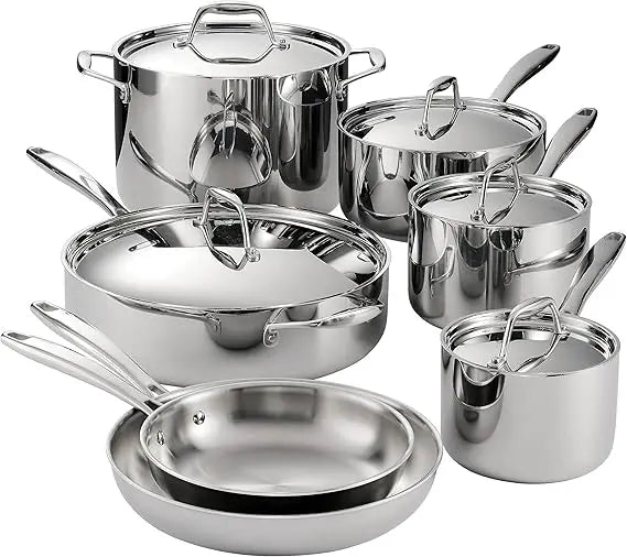 DAFIFY Signature Tri-Ply Stainless Steel 12-Piece Cookware Set With Lids