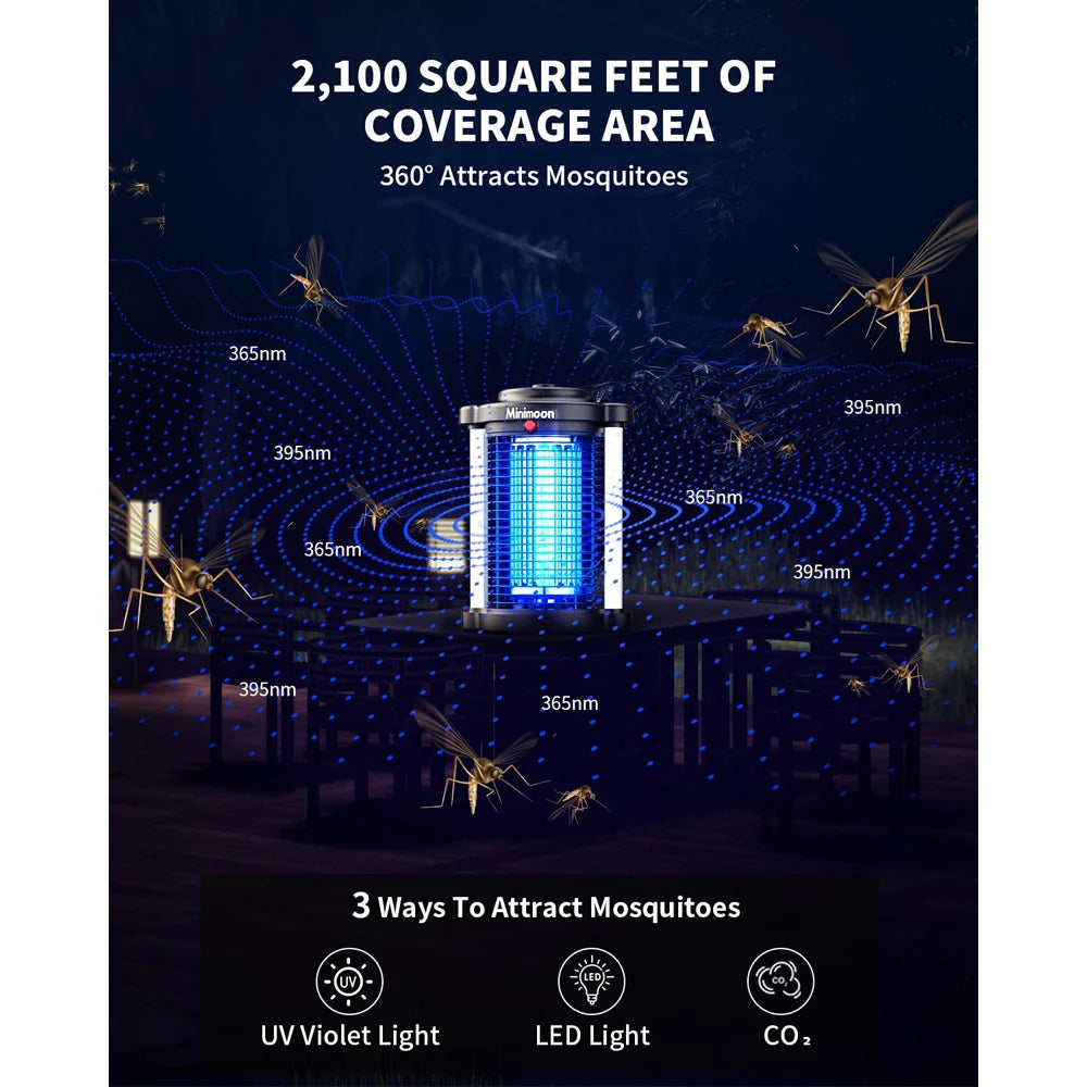 Minimoon Bug Zapper Outdoor 4200V Dual LED IPX4 Insect Trap
