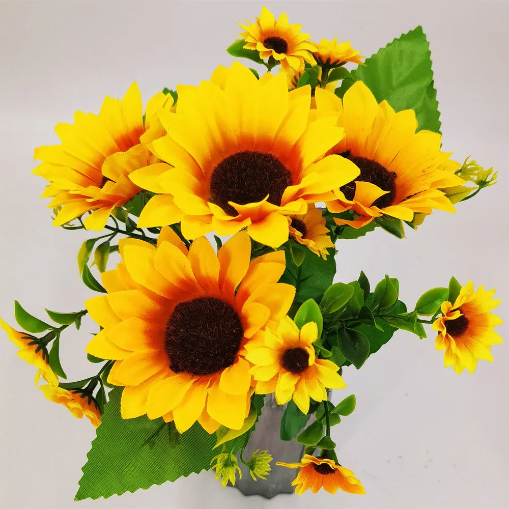NONECN Artificial Sunflower Bouquet Silk Flowers For Home Decor
