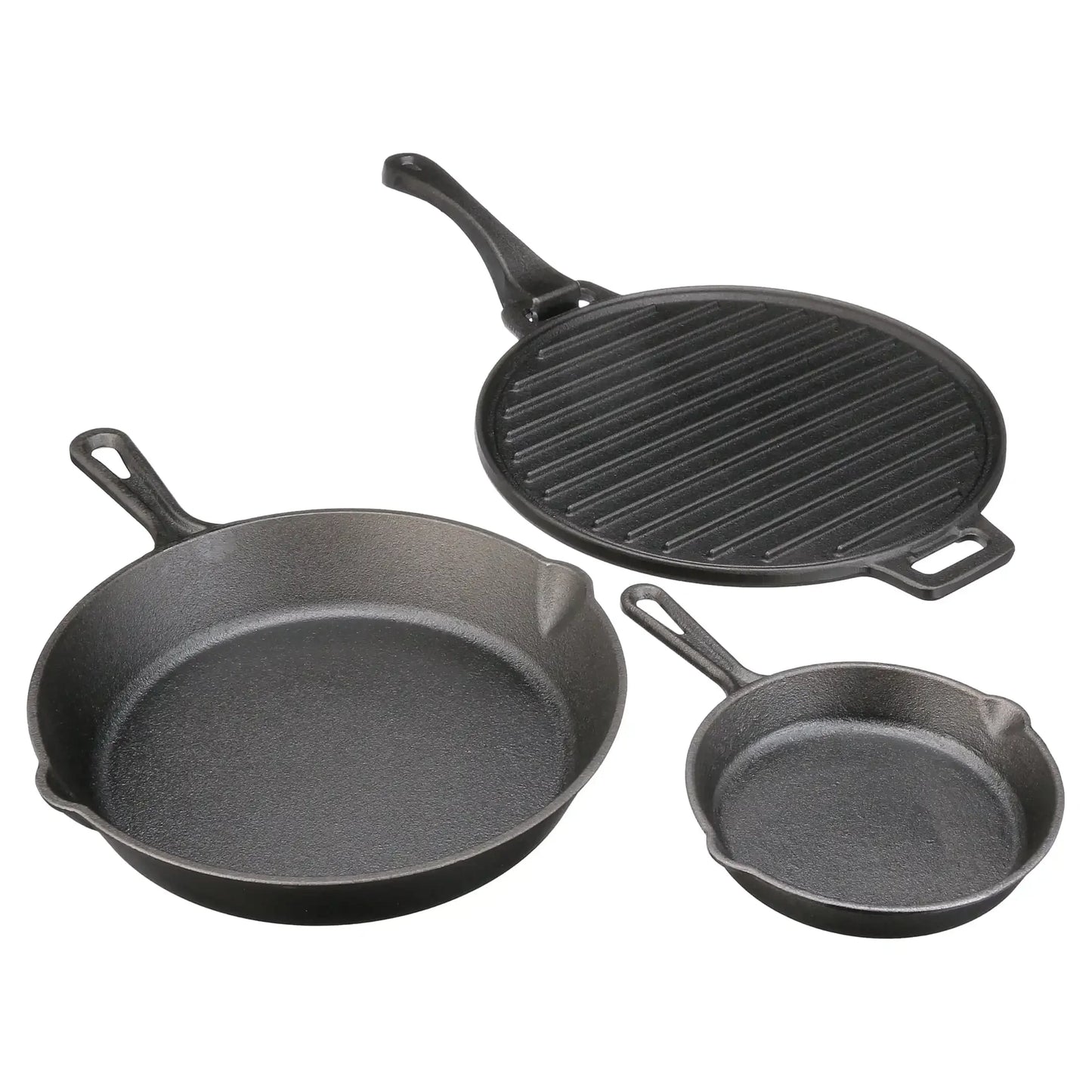 Cast Iron Skillet Set Four Piece Griddle With Handles Preseasoned