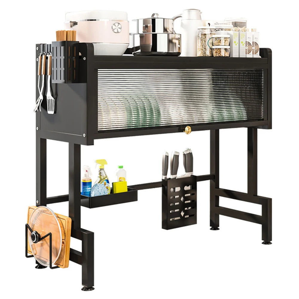 Steel Over The Sink Dish Rack With Cover Kitchen Organizer