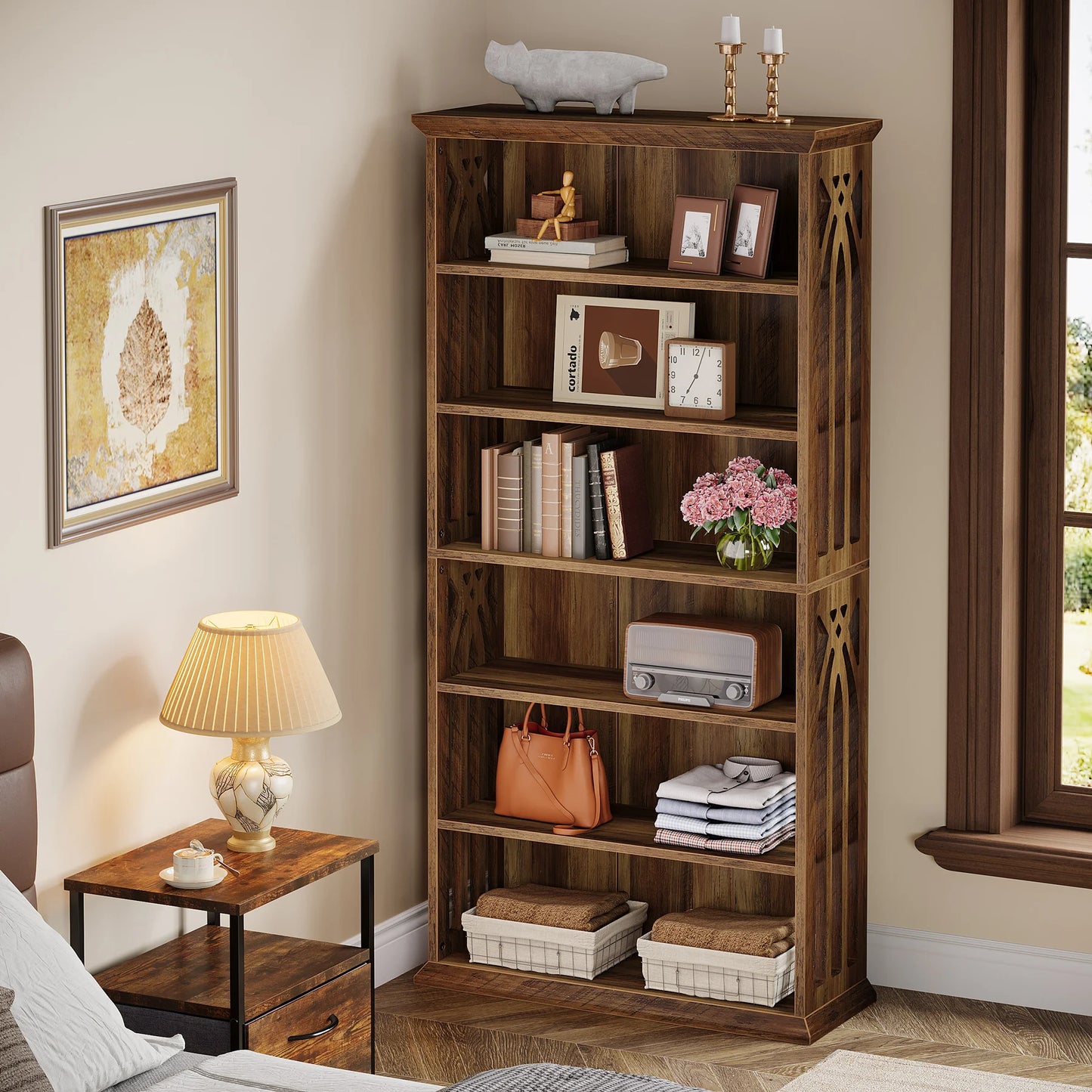 Tribesigns Six Tier Wooden Bookcase For Home Display