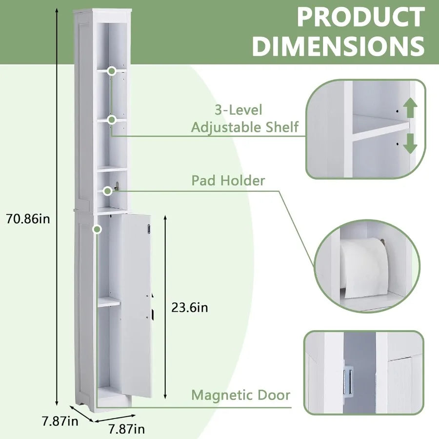 XIUWO Bathroom Storage Cabinet With Adjustable Shelves