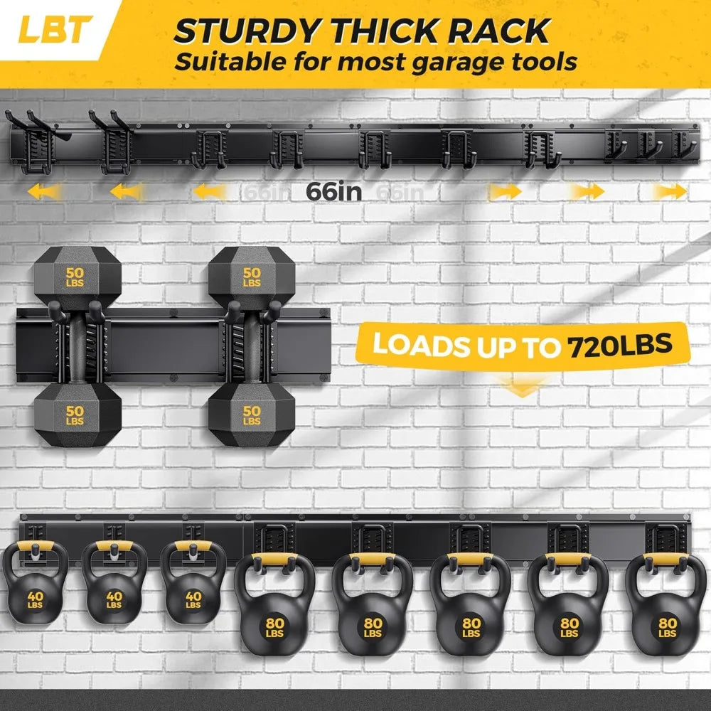 Garage Tool Organizer Wall Mount, Heavy-Duty Metal Storage Rack