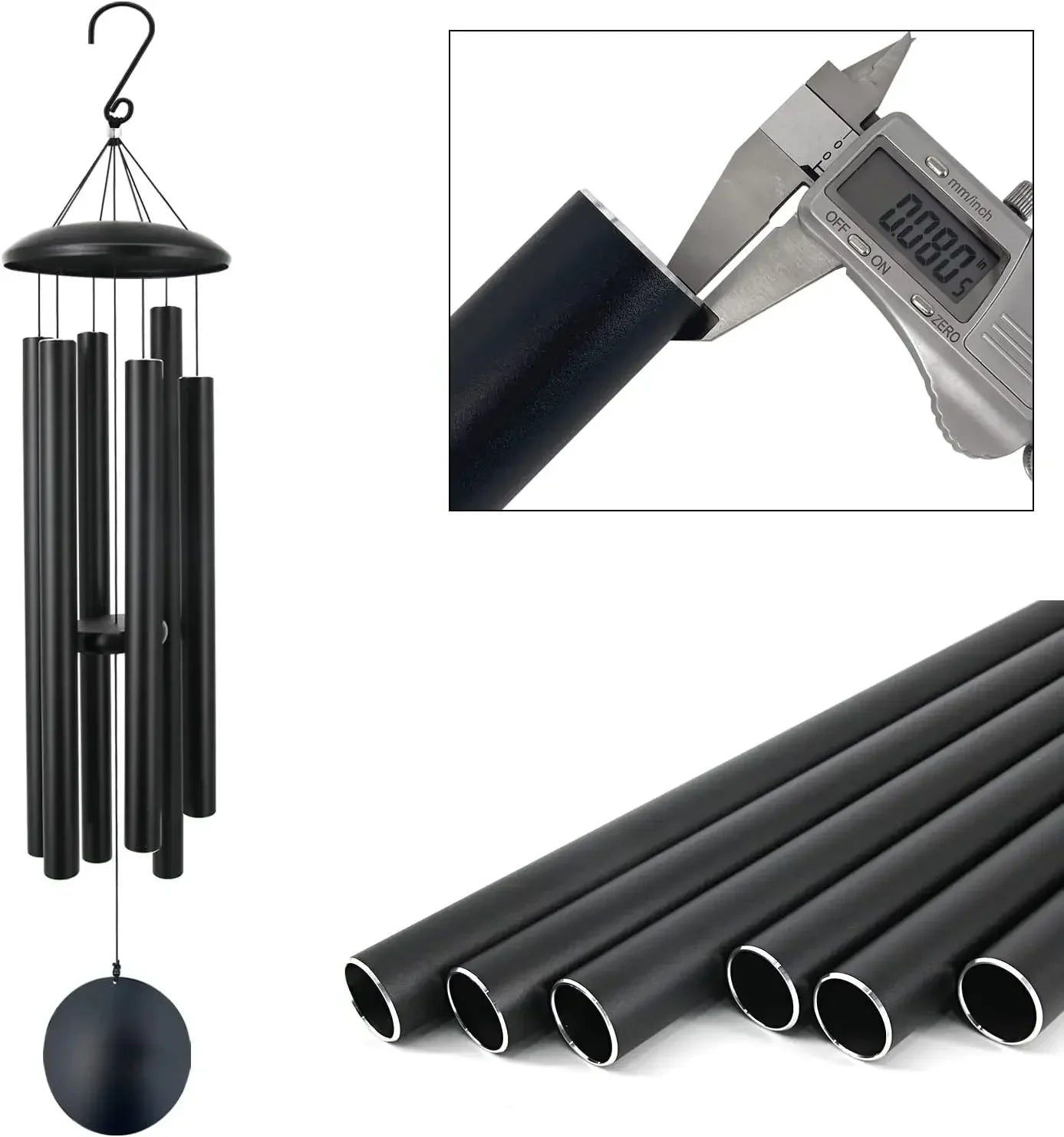 Memorial 45 Inch Deep Tone Wind Chimes With 6 Heavy Tubes For Outdoor Garden
