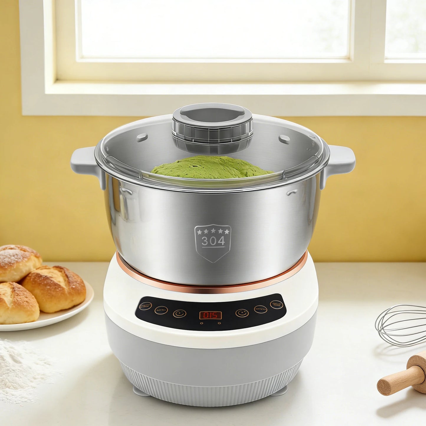 Dough Kneading Machine Stainless Steel Stand Mixer With Timer Auto Off