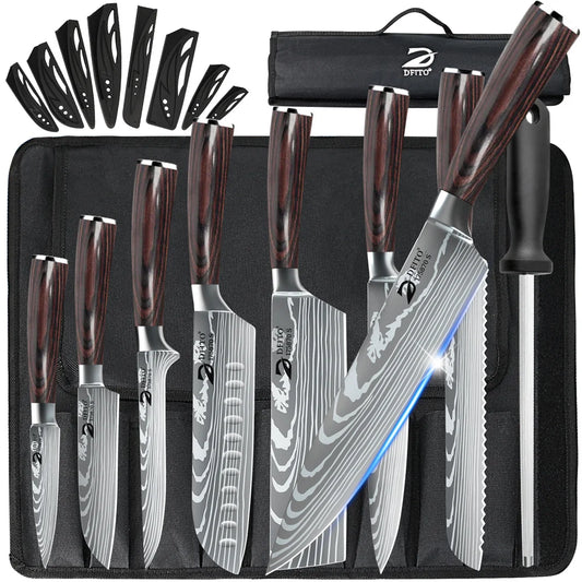 MDHAND 8-Piece Damascus Stainless Steel Kitchen Knife Set