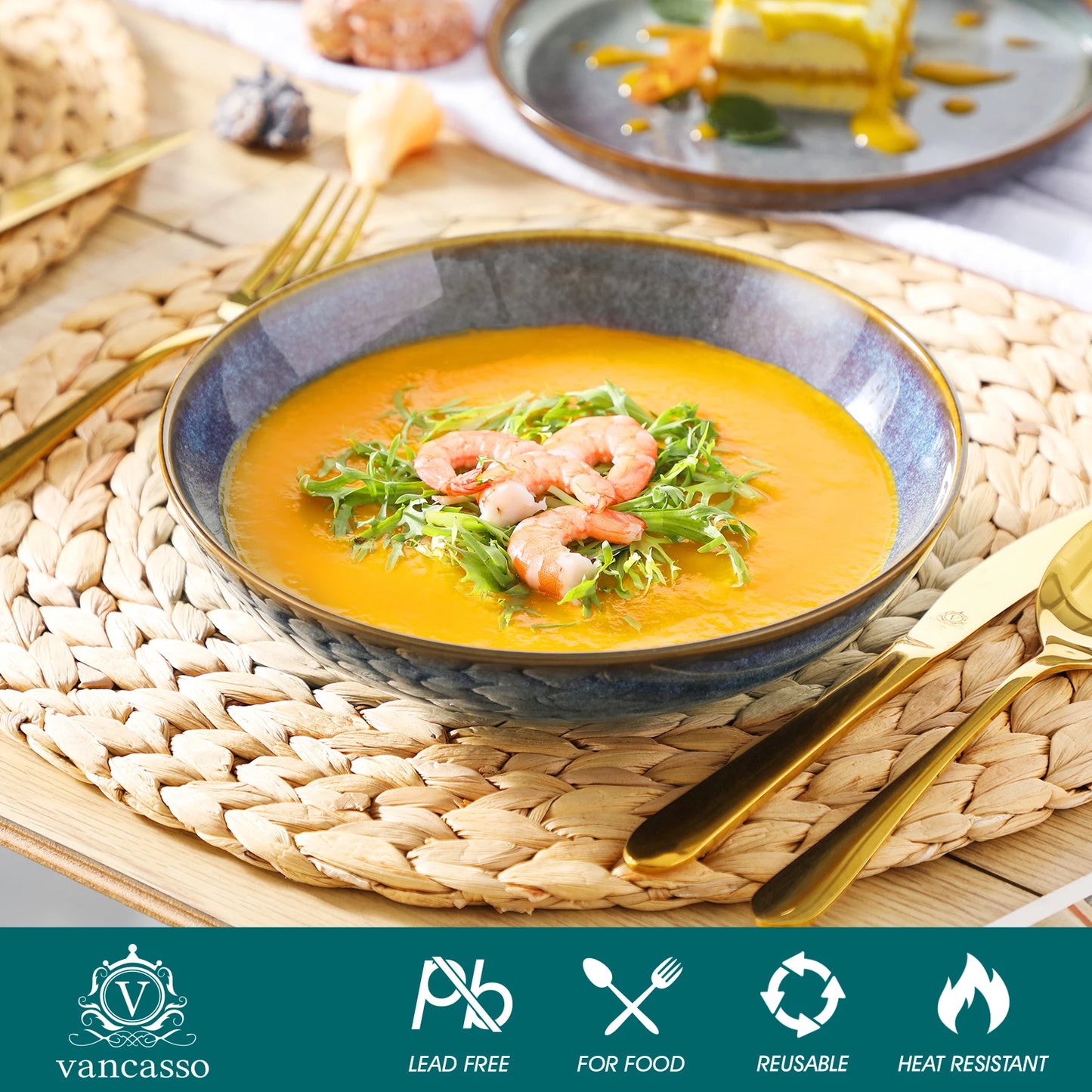 MALACASA Stoneware Dinnerware Set With Reactive Glaze