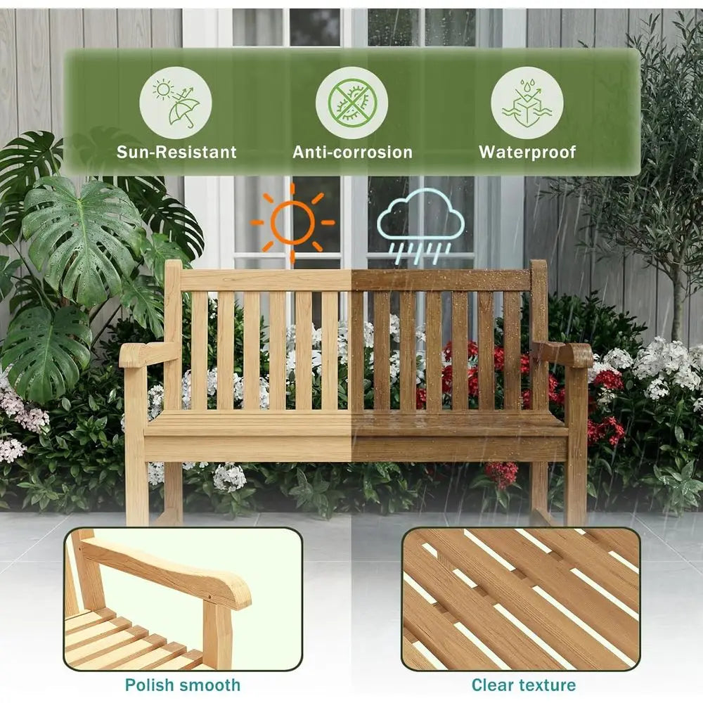 OTSUN Teak Outdoor Bench For Two All Weather Durable