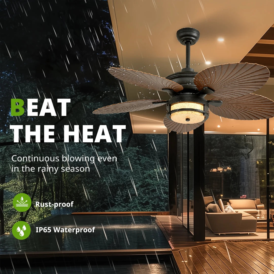 Orison Outdoor Ceiling Fan With Lights Wet Rated Dimmable LED