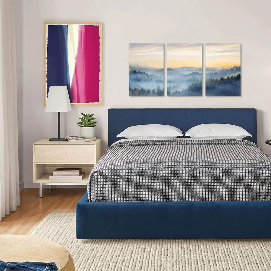 Sunrise Misty Forest Three Panel Wall Art