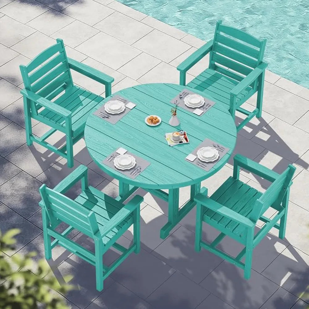 HDPE Outdoor 5-Piece Patio Dining Set With Table And Chairs