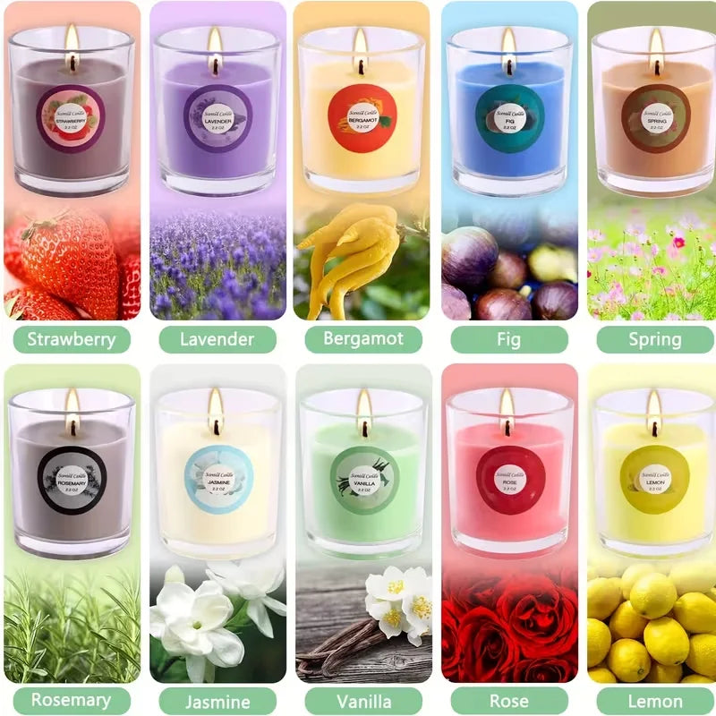 Fclayvts Scented Soy Wax Candle Gift Set With Essential Oils