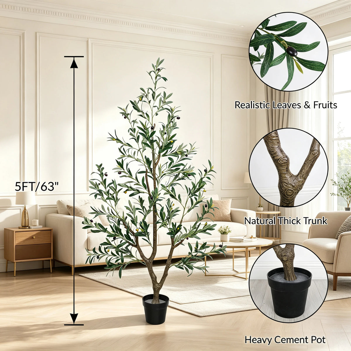 Olitree Artificial Olive Tree With Natural Trunk For Home Decor