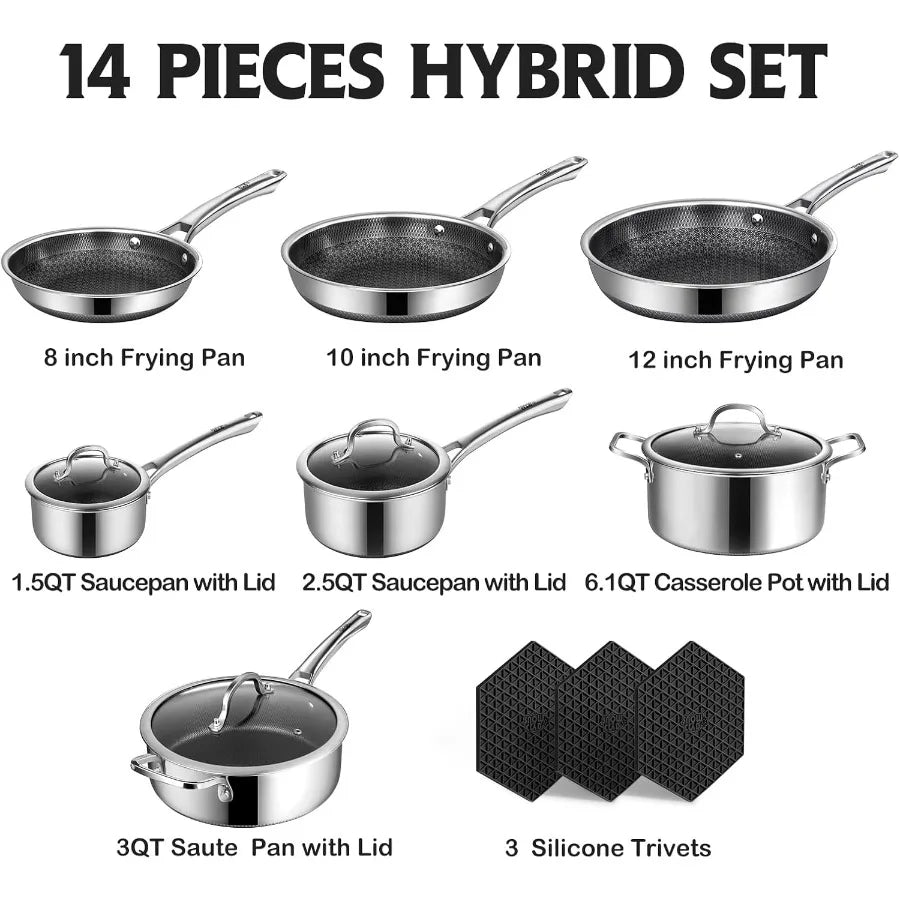 Premium Non Stick Stainless Steel Cookware Set With Frying Pans