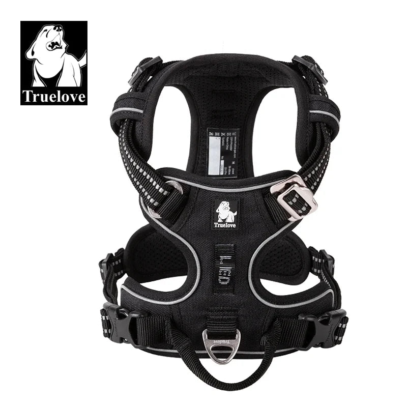 TRUELOVECN Reflective Nylon No Pull Adjustable Dog Harness