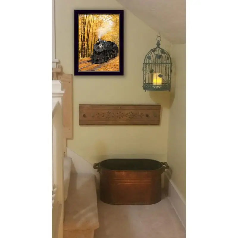 Fall Locomotive Framed Poster Print Art Ready To Hang
