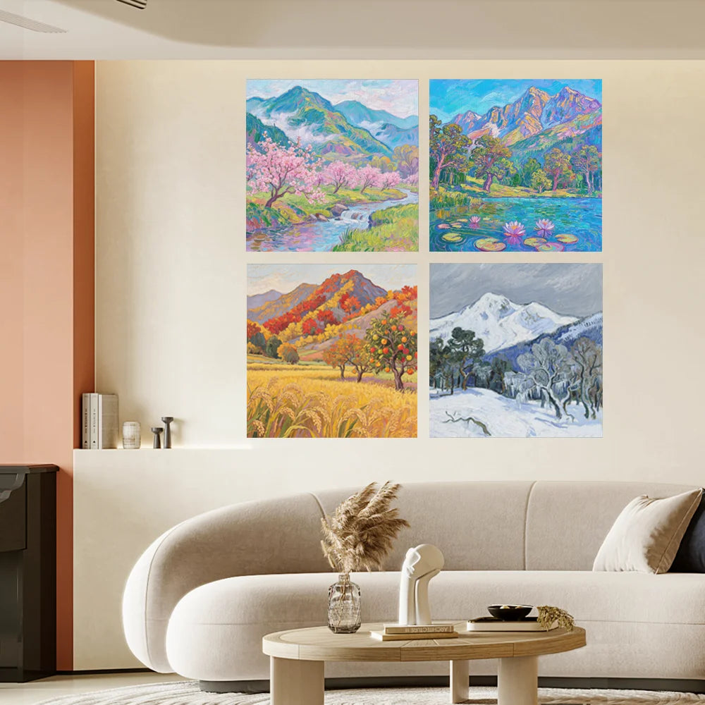 Modern Four Seasons Canvas Wall Art Print Home Decor