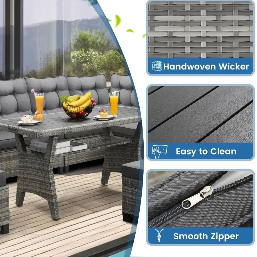 XMSJ Outdoor Patio Furniture Set With Sectional Sofa And Table